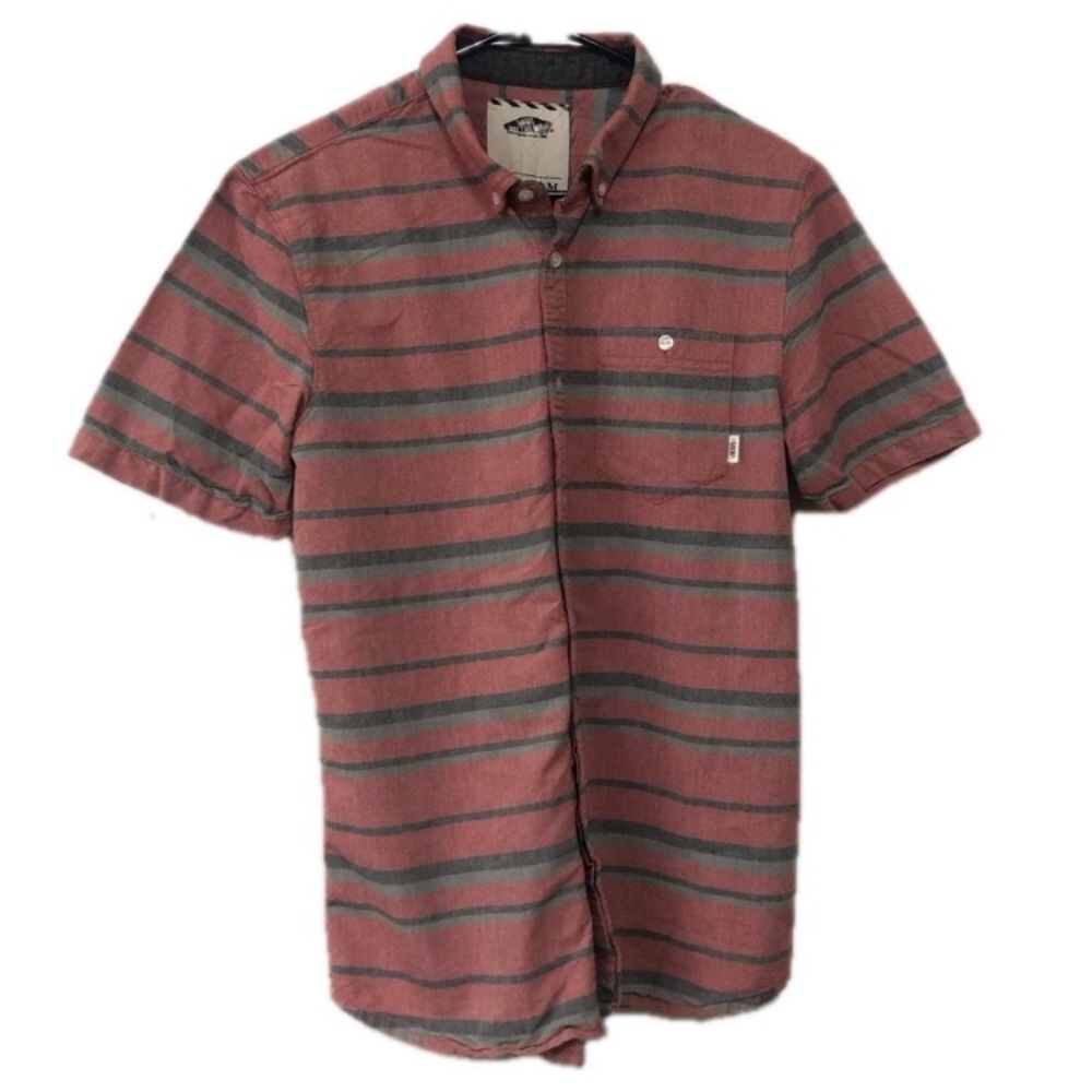 VANS Retro Red Stripped Short Sleeve Button up